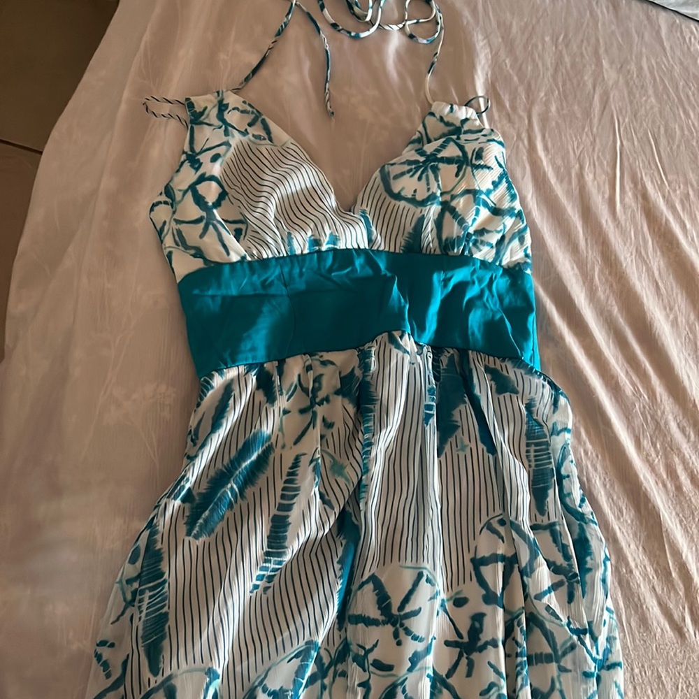Maxi dress white and teal